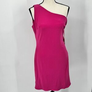 IEENA by Mac Duggal One Shoulder Pink Jersey Gown Draped Silhouette Size 6